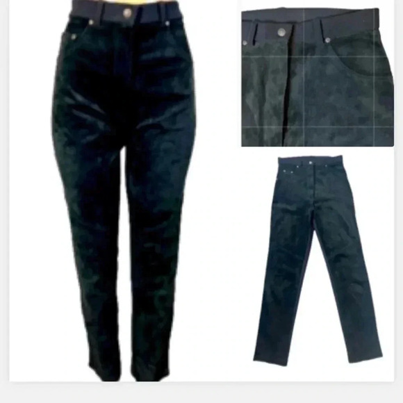 MITCHIE’S PANTS VINTAGE BLACK SUEDE CLASSIC  HIGH WAIST STRETCH SIZE MEDIUM - Picture 1 of 14